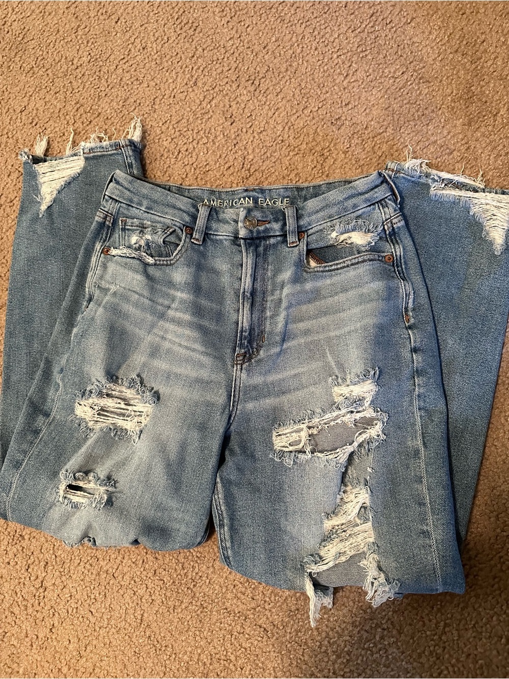 American Eagle Outfitters Women's Distressed Mom Jeans
